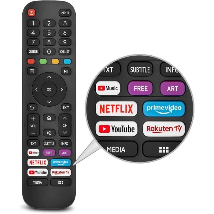 Télécommande De Rechange Erf6F64H Pour Hisense Qled 4K Tv 55U8Gq 65U8Gq