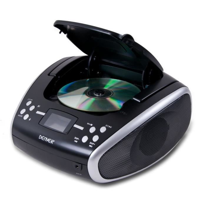 Boombox portable stéréo CD lecteur radio FM noir - Denver - Lecteur de CD - Stéréo - Boombox
