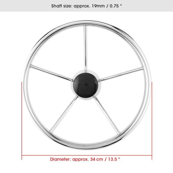 Volant Bateau Marin 13.5 Pouces | 5 Rayons Acier Inoxydable | Universel | Argent