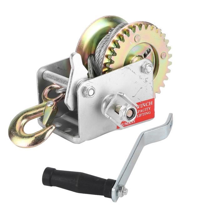Treuil Manuel 1500 Kg Avec Câble De 10 Mètres - Pour Bateau, Voiture, Remorque, Dépanage