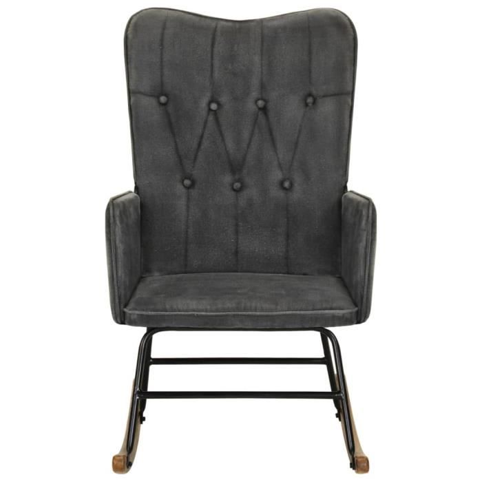 bao fauteuil à bascule noire vintage toile - 7358244802014