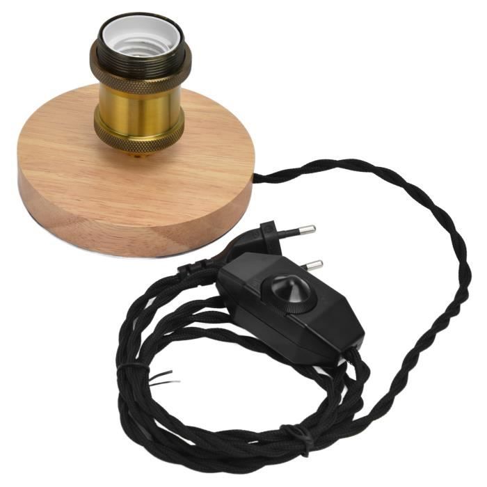 Garosa Socle De Lampe Douille de lampe en bois vintage avec bouton de