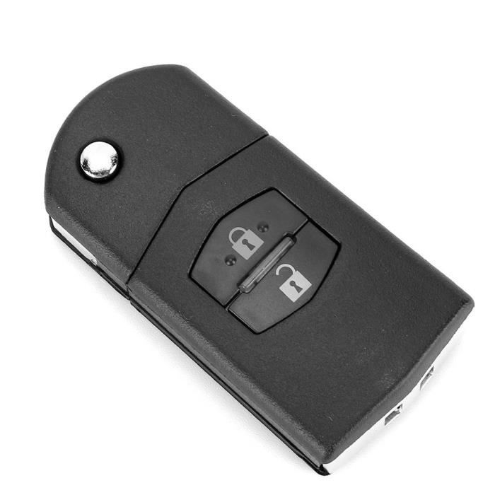Hililand Coque de clé à 2 boutons 2 boutons Auto Car Remote Flip Shell Key Fob Case Cover Fit pour MAZDA 3 5 6