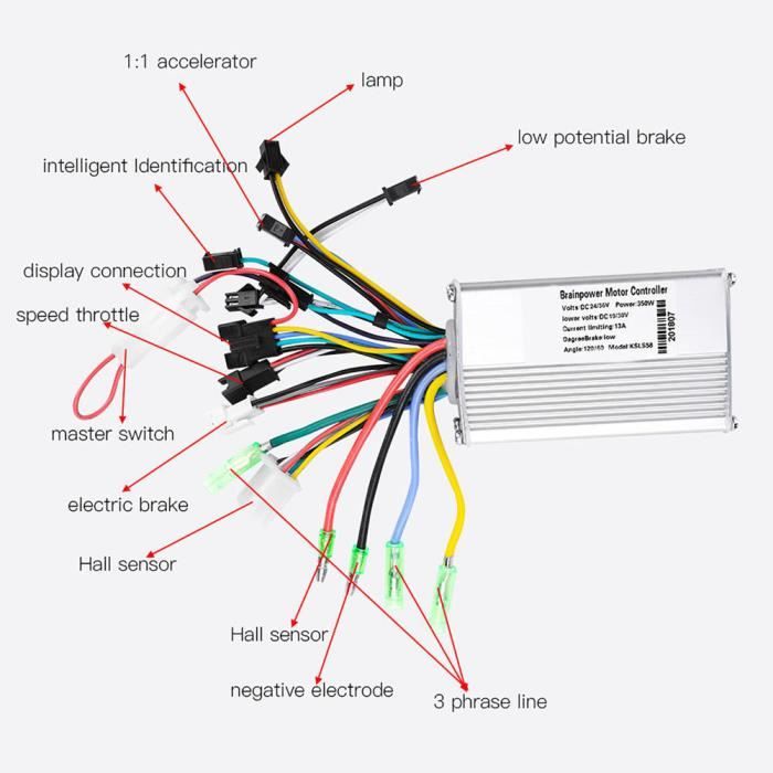 Hililand Dispositif de commande de moteur 36V-48V Contrôleur de Panneau dAffichage LCD Étanche pour Scooter Vélo Électrique
