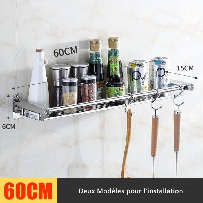 etageres murales de rangement sans percage en acier inoxydable pour cuisine 60 x 15 x 6 cm cdiscount maison