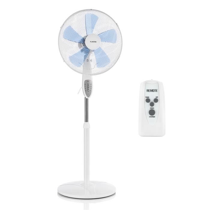9 lames 26 vitesses 16 pouces 30 watts DC moteur Ventilateur sur pied avec t/él/écommande Blanc