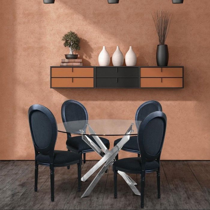Lot de 2 chaises médaillon Louis XVI Black Velours Noir ...