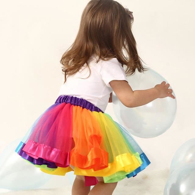 Jupe tutu fille colorée - jupe fille tulle - jupe fille couleurs  arc-en-ciel - taille