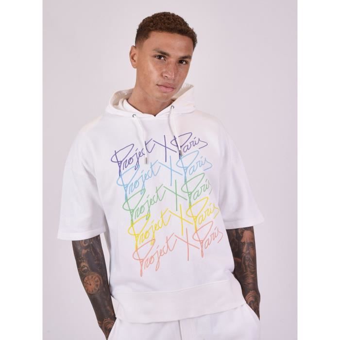 PROJECT X PARIS Sweat capuche Manches courtes logos arc en