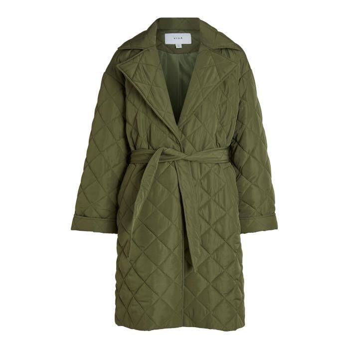 VILA Women Longline Quilted Jacket Lightly Padded Transitional Coat