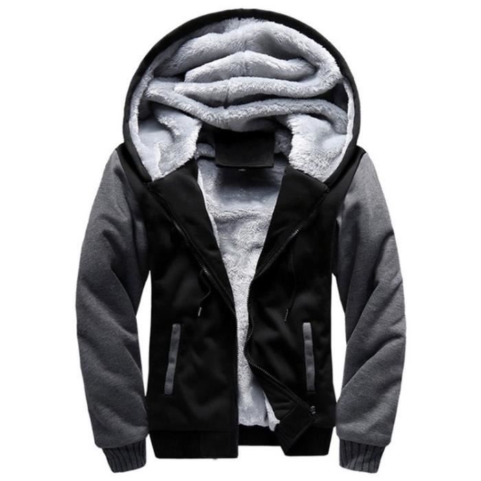 Veste Homme Hiver MOBIGARLAN Chaud Sweats à Capuche Zippé