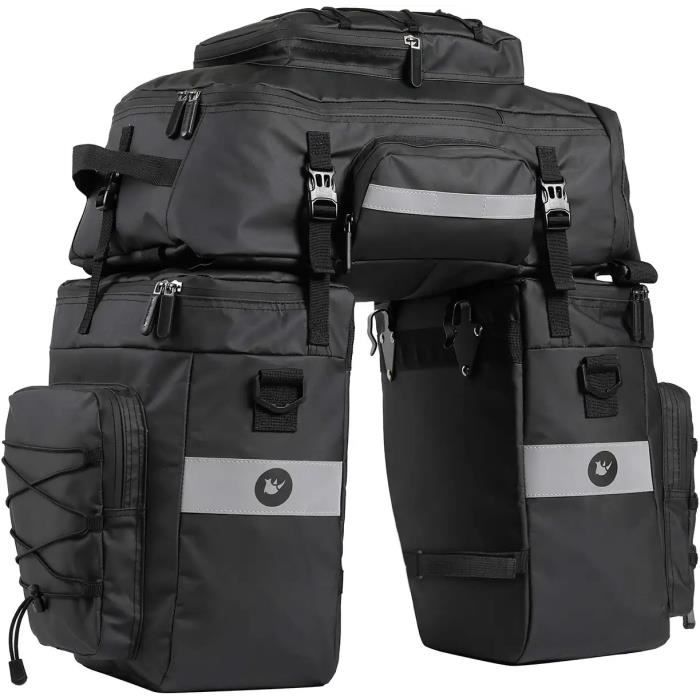 70L Sacoche Vélo Sac Porte Bagage Arrière à Trois Compartiments de Cyclisme Nylon Poche Assemblage avec Couverture Imperméable