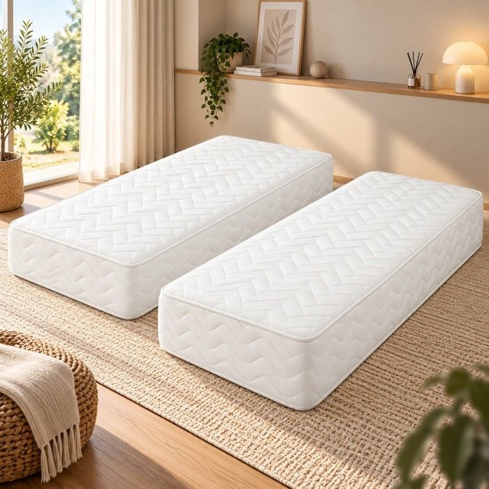 Up 2 x Matelas Densité 35 Kg/m3 - Hauteur 18 Cm - Soutien Très Ferme + 2 Oreiller à Mémoire de Forme valeur 89 (70x200) Up 2 x Matelas Densité 35 Kg/m3 - Hauteur 18 Cm - Soutien Très Ferme + 2 Oreiller à Mémoire de Forme valeur 89 (70x200)