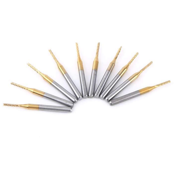 10 Forets Carbure Tungstène 0.8 Mm Pour PCB, Bijoux, Gravure CNC - Neuf