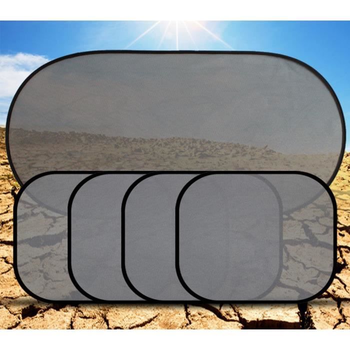 Omabeta pare-soleil protecteur de rayons UV Pare-soleil de pare-brise de voiture, 5 pièces, pare-brise latéral auto garniture Noir
