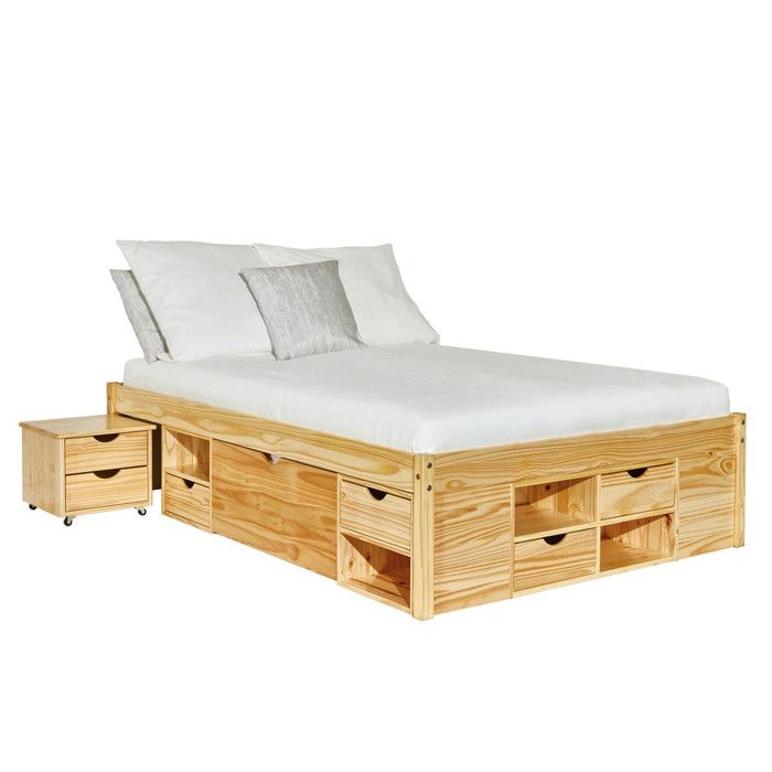 Lit Multi-Rangements Clark 140x200cm Naturel Lit Multi-Rangements Clark 140x200cm Naturel