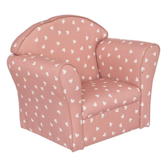 fauteuil d'enfant en coton-bois coloris rose terracotta - longueur 50 x profondeur 39 x hauteur 44 cm