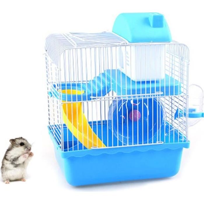 Comparer les prix de Pwshymi Cage de hamster Cage à Hamster à 2 niveaux, grand espace, conception à châssis haut, Cage d' pour animalerie cage Bleu