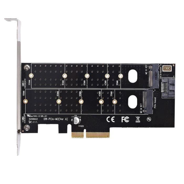 Adaptateur M.2 SSD – PZCC – Double M.2 PCIe x4 – Support SATA et PCIe – Compatible Windows XP/10