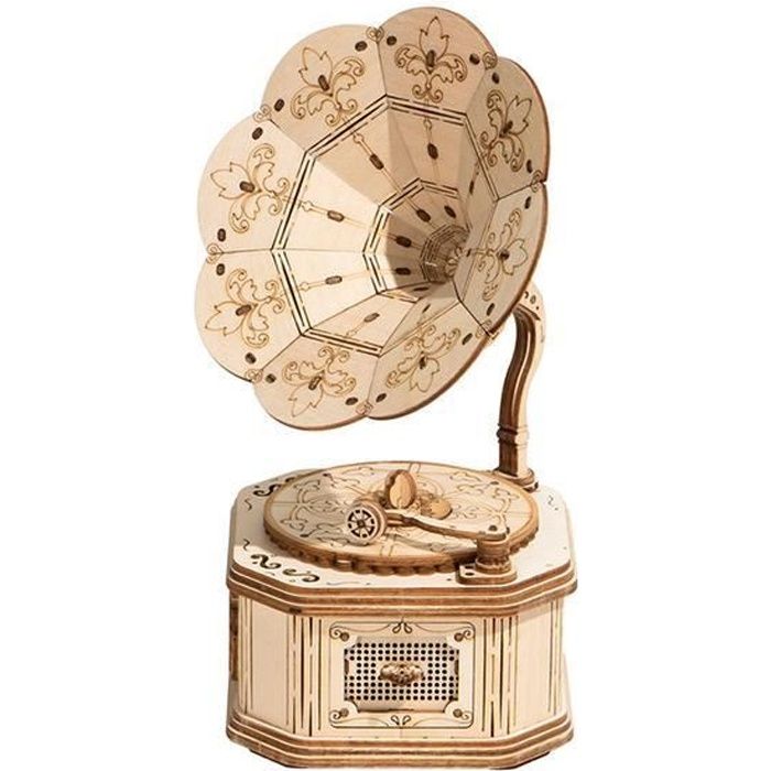 Puzzle 3D Gramophone en bois - ROBOTIME - 122 pièces - Pour adultes - Cadeau de Noël et danniversaire