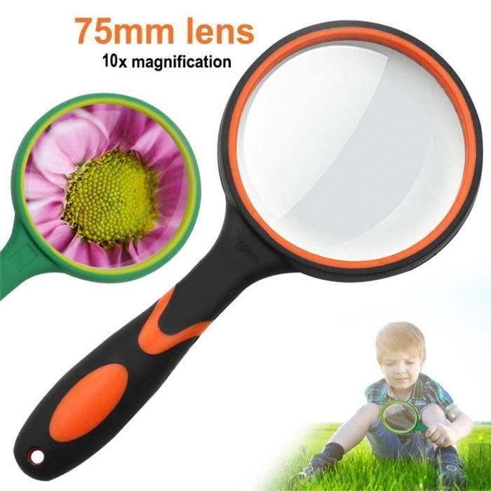 GiftLoupe 10X loupe à manche en caoutchouc coloré avec trous pour