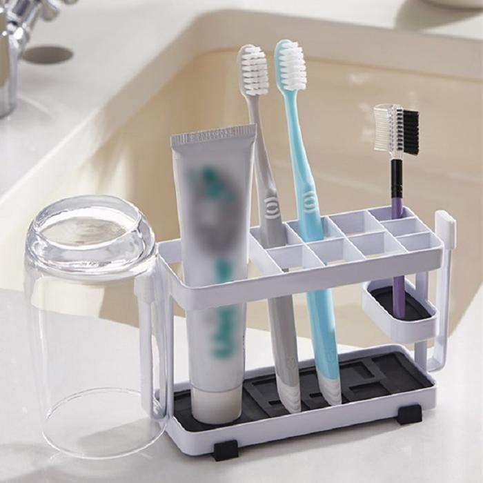 FAOKZE Porte Brosse à Dents Électrique - Organisateur Salle De Bain Blanc Multi-Fonctions