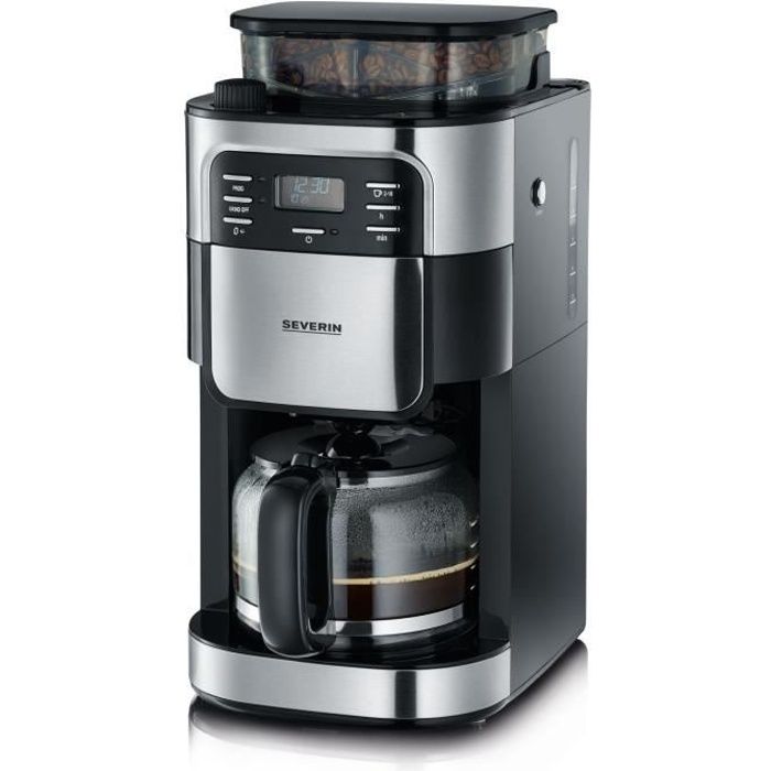 SEVERIN 4810 Cafetière filtre avec broyeur intégré - Noir et inox - 1000W - 1,4 L