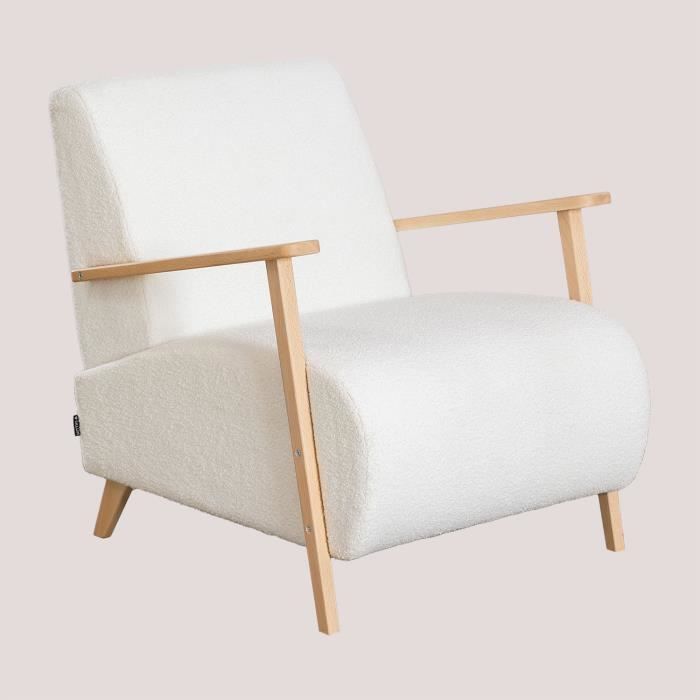 SKLUM Fauteuil en peau de mouton artificielle Mariel Blanc Cassé Cdiscount Maison