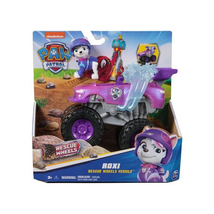 Coffret Pat Patrouille Chien Roxi + Véhicule Tout Terrain Wheels  - Set Figurine Et Voiture + 1 Carte tigre