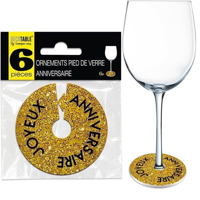 Decoration Pied De Verre Joyeux Anniversaire Or X6 R Ovp00or Cdiscount Maison