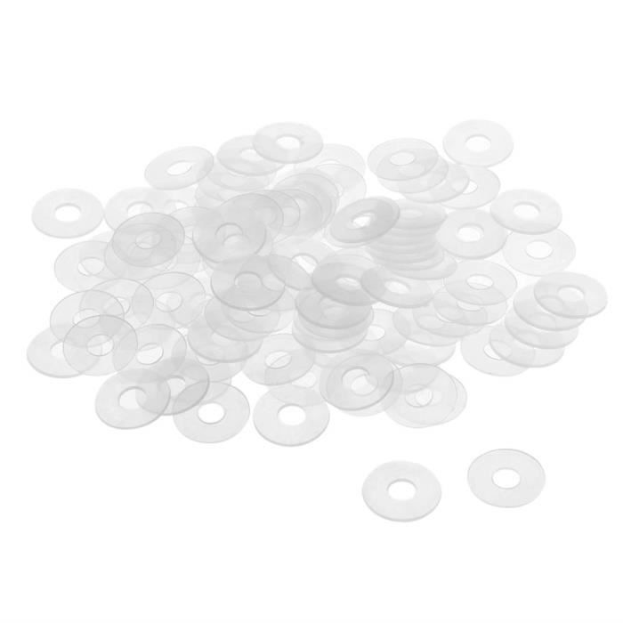100 Rondelles Nylon M6 | Diamètre Extérieur 11mm, Intérieur 6mm, épaisseur 0.8mm - Transparentes