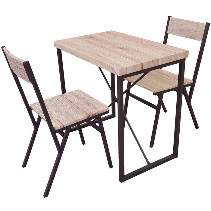 Urban Living - Table haute avec 2 chaises - L. 80 x H. 75 cm - Marron Urban Living - Table haute avec 2 chaises - L. 80 x H. 75 cm - Marron