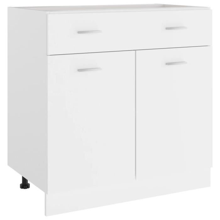Armoire de plancher à tiroir - VIDAXL - 80x46x815 cm - Blanc - 2 portes - 1 tiroir