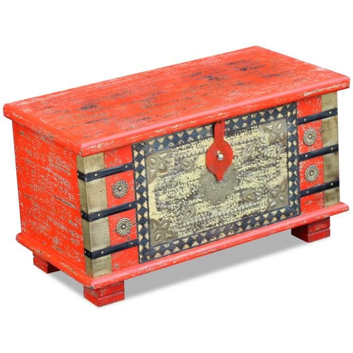 vidaXL Coffre de rangement Bois de manguier rouge 80 x 40 x 45 cm 243331