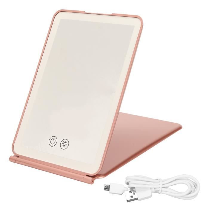 Miroir Maquillage LED Tactile Réglable Zoom 10X - Table Pliant Argenté