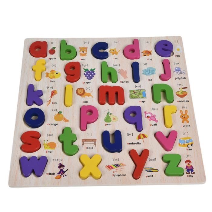 Puzzle Alphabet Bois Enfant - Apprentissage Lettres 30x22.5cm, Jeu Éducatif