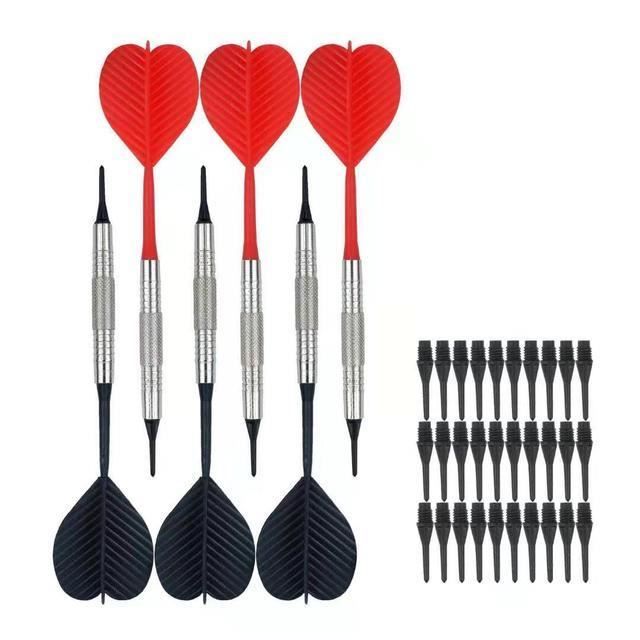 Lonwiner Lot de 3 fléchettes avec pointe en plastique pour cible électronique, jeu de fléchettes en tungstène Premium avec plumes 21 g Fléchettes en