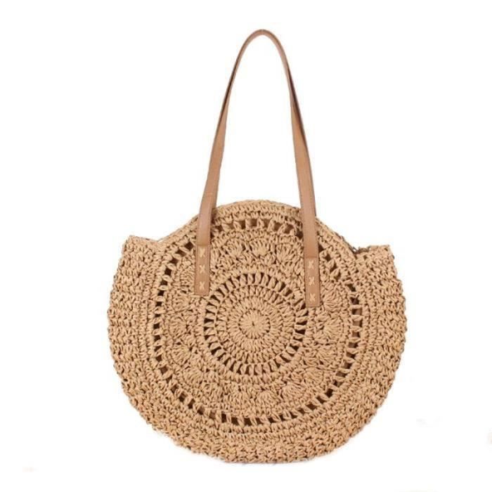 Sac Bandoulière Femme Paille ISIYINER Sac à Bandoulière En Crochet