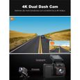 D4 4K Double Dashcam Voiture avec Wi-FI GPS, Avant 4K / 2.5K Arrière 1080P Caméra de Voiture Embarquée, 170°Grand Angle, Caméra de B-1