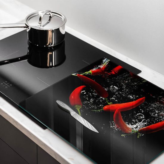 Planche De Cuisine En Verre Tulup 60x52 Cm - Tigre (Noir & Blanc) - NEUF