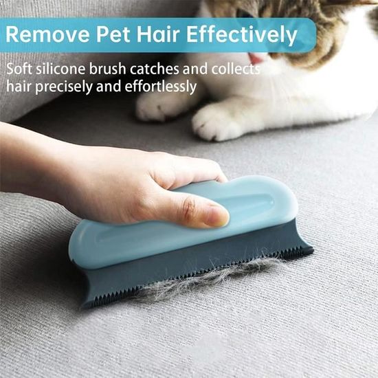 Brosse à Poils D'Animaux - Manche Long (43 Cm), Double Face - Pour Enlever Les Poils De Chat/Chien Sur Canapé, Lit, Tapis - Avec Brosse Intégrée
