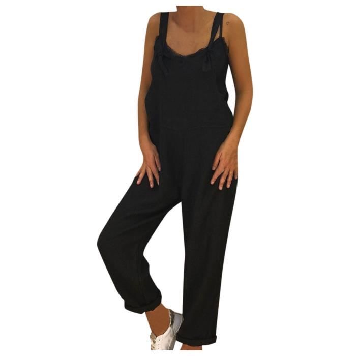 Salopette Femme été Fluide - Combinaison Ample Décontractée, Sans Manches, Avec Poches, Jumpsuit Mode