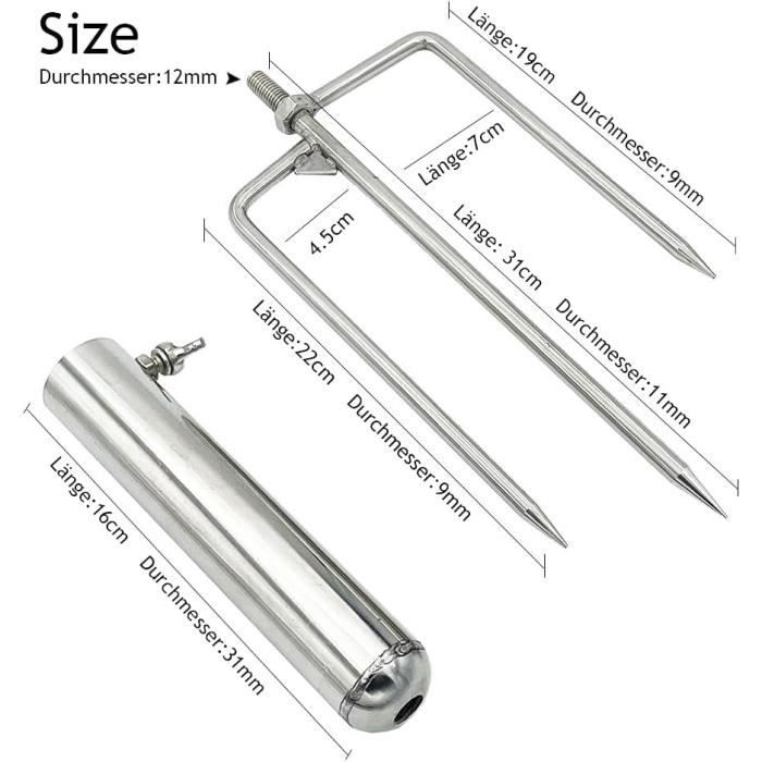 Biyan 4 Piques De Pêche Réglables – Acier Inoxydable 50-100 Cm – Pour Alarme De Morsure