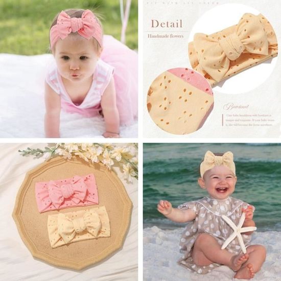 Bandeau De Baptême En Dentelle Avec Noeud En Satin