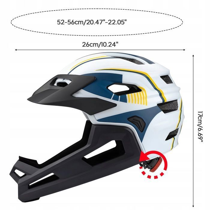 Casque Vélo Enfant Intégral Avec Mentonnière Et Visière Amovibles - Léger Et Réglable Pour Trottinette Patins