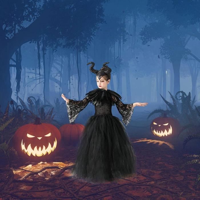 Déguisement Princesse Maléfique Fille Fantaisie Reine du Mal Déguisement  Cosplay d'Halloween Robe de Sorcière.la taille:140cm。 Noir - Cdiscount  Prêt-à-Porter