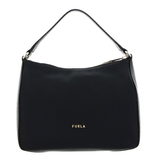 Sac Bandoulière Furla En Cuir Noir - Taille Moyenne, Vintage, état Très Bon