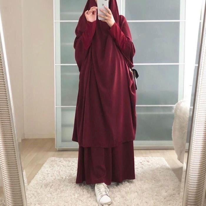 Vêtement Ramadan Femme Robe Hijab 2 Pièces Muslim - Abaya Prière Taille Unique Vêtement Islamique Moderne