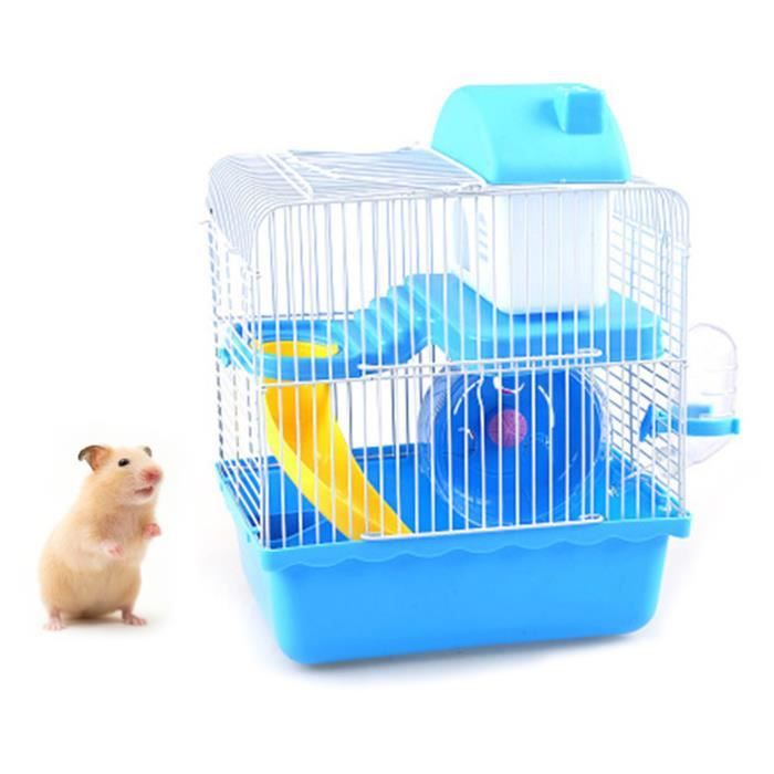 Cage pour Hamster Souris Petit Animaux Rongeur avec Tunnel Mangeoire Roue  Jouet 47 x 30 x 59 cm cm Bleu 47x30x59cm - Cdiscount