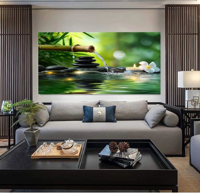 Tableau Toile Sur Châssis – 200x100cm – Motif Bambou – Prêt à Accrocher, Visario